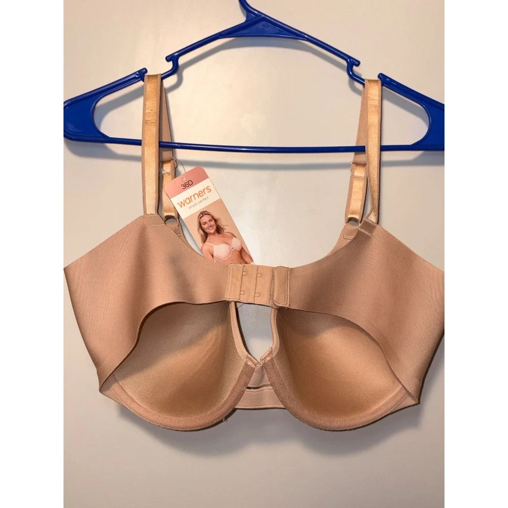 Warners Simply Perfect Underwire Bra 36D Toasted Almond Side Smoothing Nude
